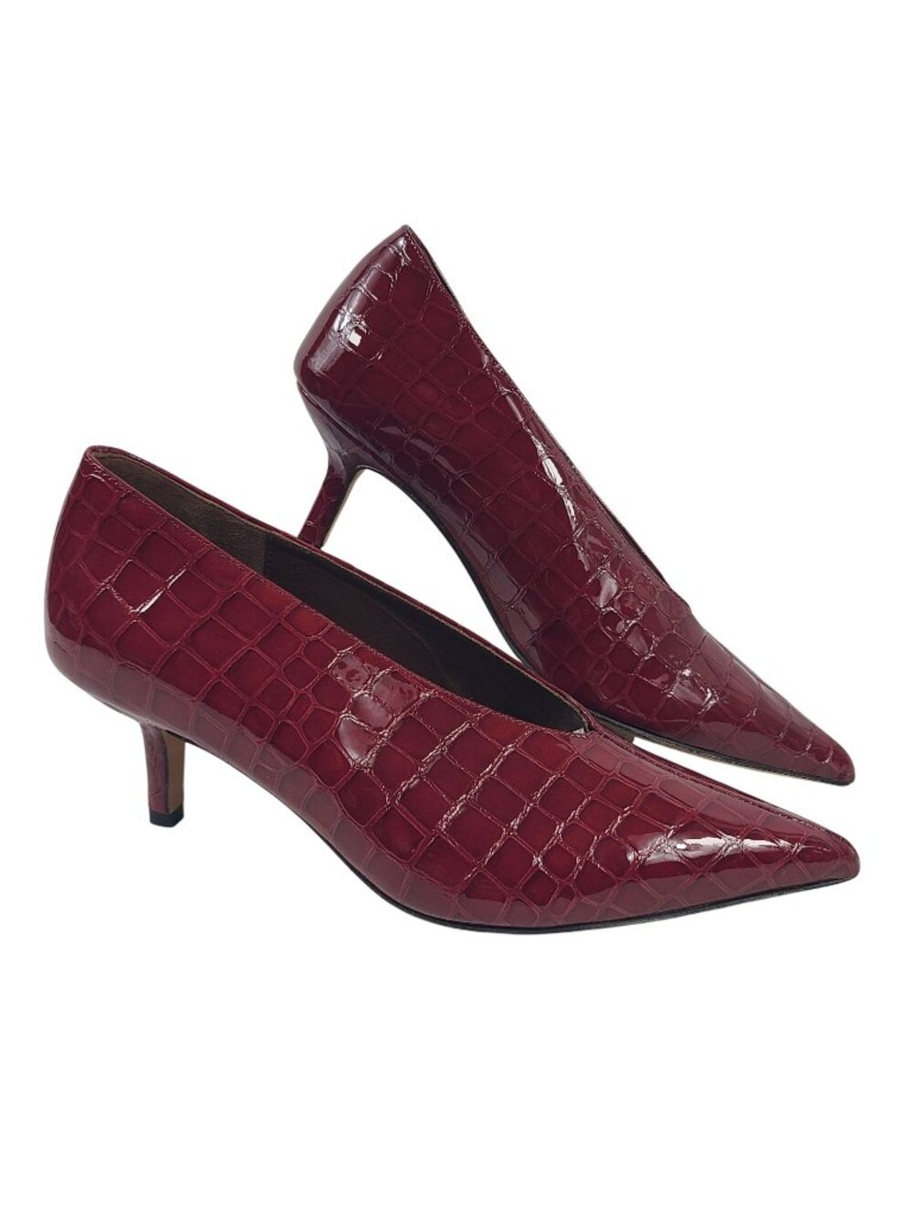 Anonymous Phia 55 pin Pomegranate Polished Leather Pointed-Toe Heels Sz 38, 7